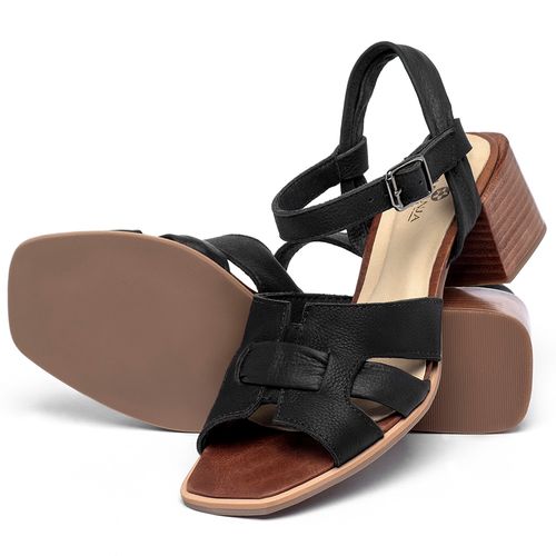 Sandália   Laranja Lima Shoes Classic Salto de 5 cm em Couro Preto - Codigo - 9619