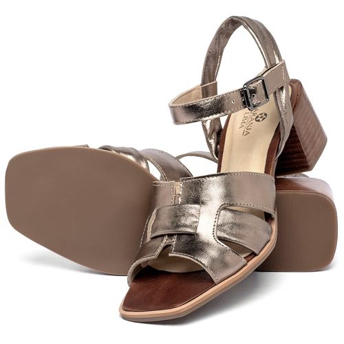 Sandália   Laranja Lima Shoes Classic Salto de 5 cm em Couro Metalizado - Codigo - 9619