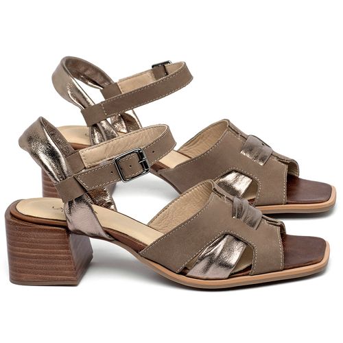 Sandália   Laranja Lima Shoes Classic Salto de 5 cm em Couro Bicolor - Codigo - 9619