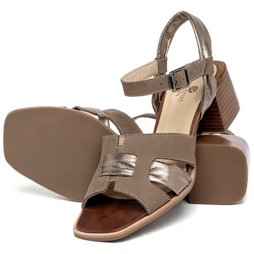 Sandália   Laranja Lima Shoes Classic Salto de 5 cm em Couro Bicolor - Codigo - 9619