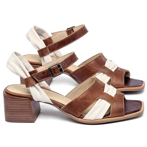 Sandália   Laranja Lima Shoes Classic Salto de 5 cm em Couro Bicolor - Codigo - 9619
