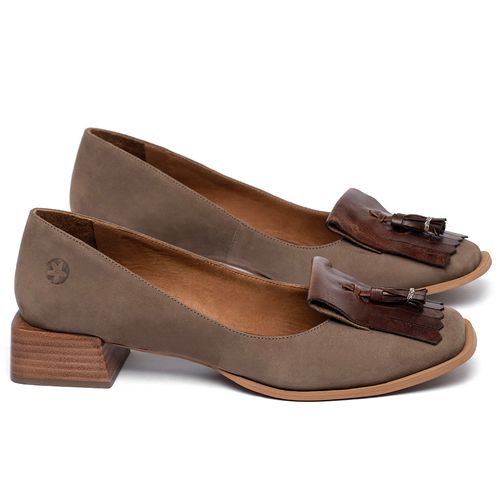 Mocassim Salto de 3 cm em Couro Marrom - Codigo - 3969