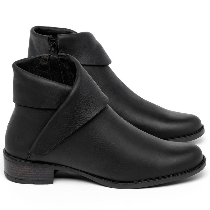 Laranja_Lima_Shoes_Sapatos_Femininos___Bota___Cano_Curto_Salto_de_2_cm_em_Couro_Preto_-_Codigo_-_152007_1