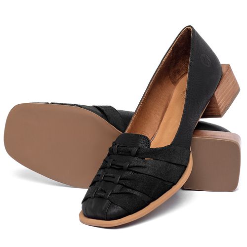 Mocassim Salto de 3 cm em Couro Preto - Codigo - 3967