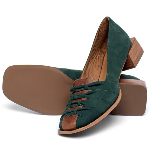 Mocassim Salto de 3 cm em Couro Verde - Codigo - 3967