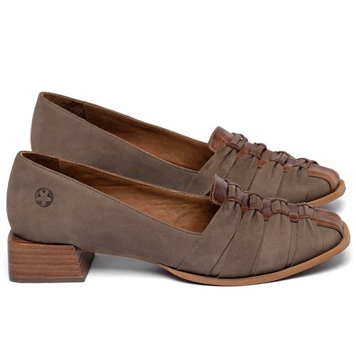 Mocassim Salto de 3 cm em Couro Marrom - Codigo - 3967