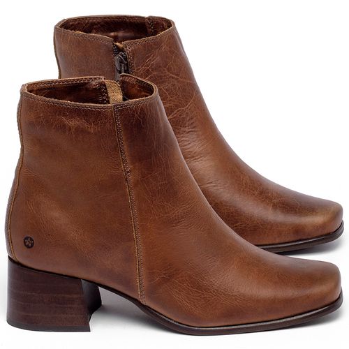 Bota   Cano Curto Salto de 5 cm em Couro Marrom - Codigo - 152001