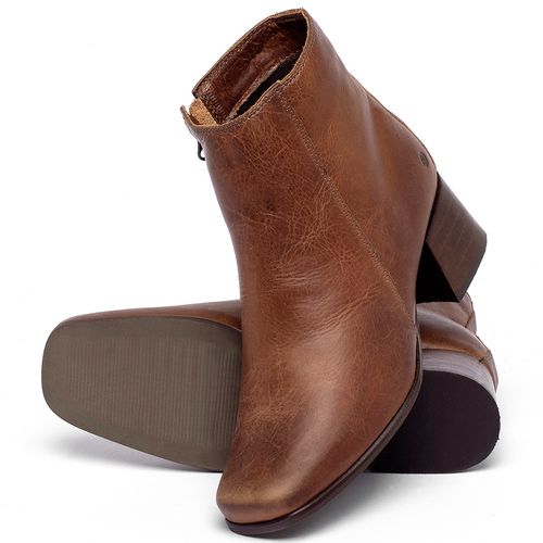 Bota   Cano Curto Salto de 5 cm em Couro Marrom - Codigo - 152001