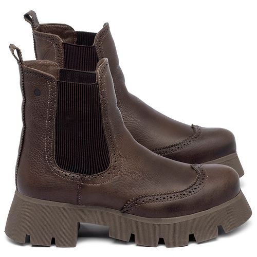 Bota   Cano Curto Salto de 5 cm em Couro Café - Codigo - 152027