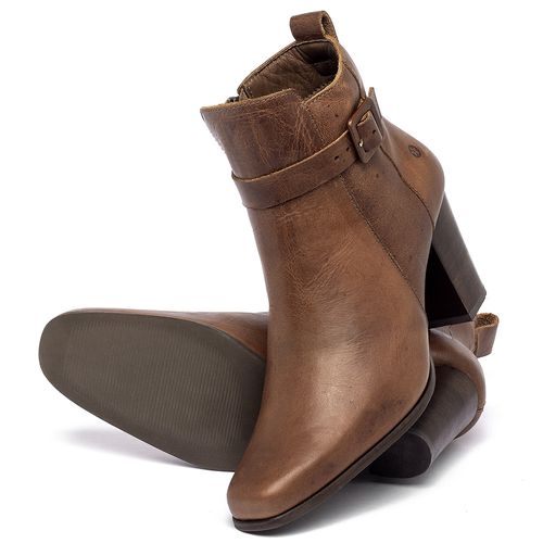 Bota   Cano Curto Salto de 7 cm em Couro Marrom - Codigo - 152030