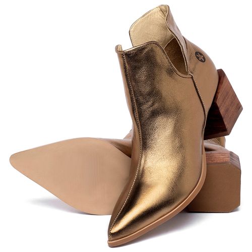 Bota   Cano Curto Salto de 4 cm em Couro Metalizado - Codigo - 9614