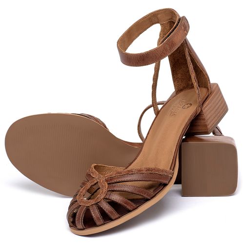 Scarpin   Bico Redondo Salto de 3 cm em Couro Marrom - Codigo - 3900