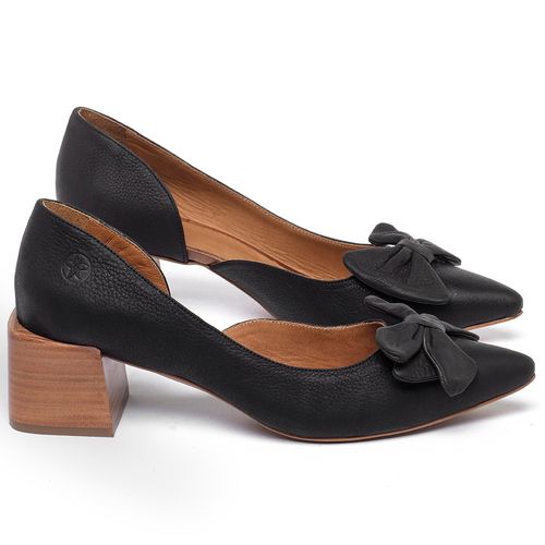 Scarpin   Bico Fino Salto de 5 cm em Couro Preto - Codigo - 3942