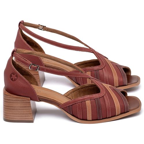 Sandália   Laranja Lima Shoes Classic Salto de 5 cm em Couro Vermelho - Codigo - 3998