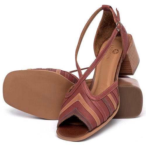 Sandália   Laranja Lima Shoes Classic Salto de 5 cm em Couro Vermelho - Codigo - 3998