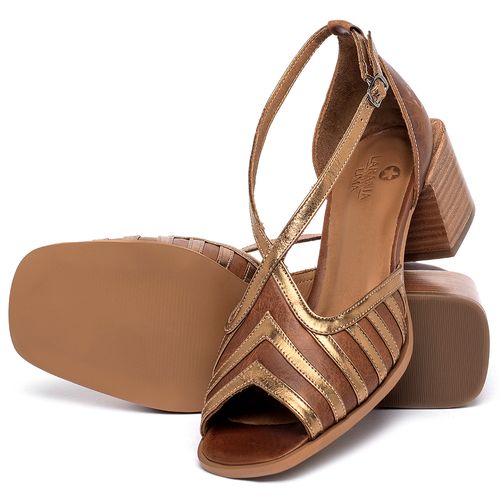 Sandália   Laranja Lima Shoes Classic Salto de 5 cm em Couro Bicolor - Codigo - 3998