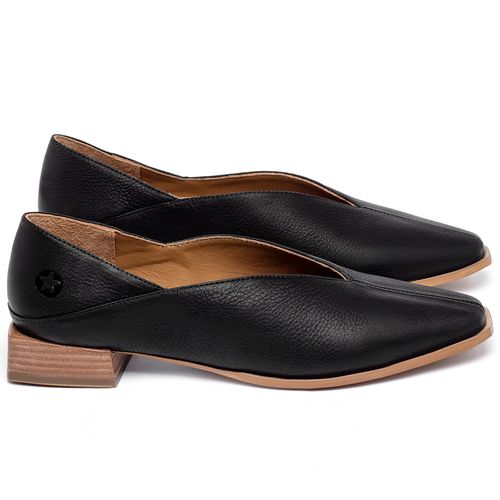 Mocassim Salto de 3 cm em Couro Preto - Codigo - 9499