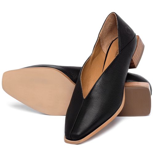 Mocassim Salto de 3 cm em Couro Preto - Codigo - 9499