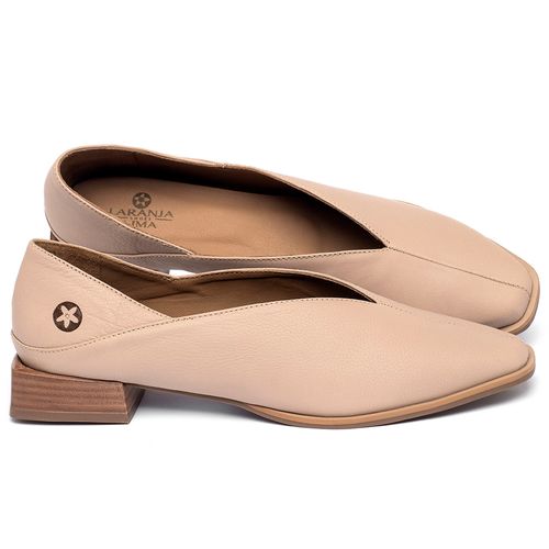 Mocassim Salto de 3 cm em Couro Nude - Codigo - 9499