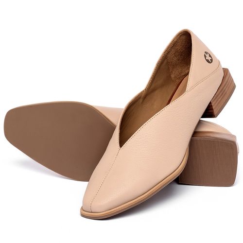 Mocassim Salto de 3 cm em Couro Nude - Codigo - 9499