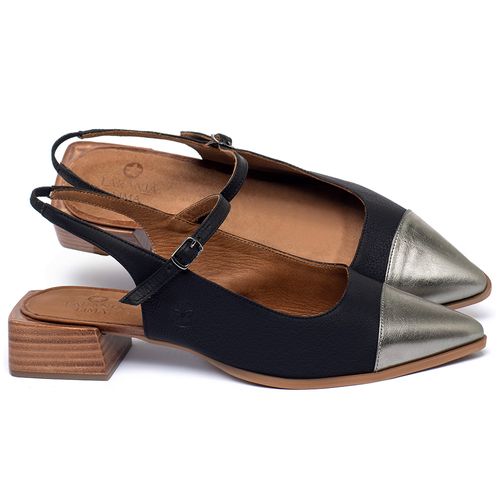 Scarpin   Bico Fino Salto de 3 cm em Couro Preto - Codigo - 3992