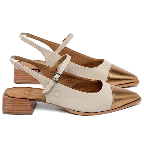 Scarpin   Bico Fino Salto de 3 cm em Couro Off-White - Codigo - 3992