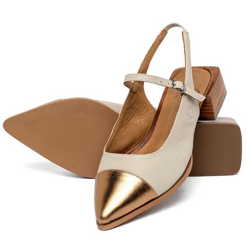 Scarpin   Bico Fino Salto de 3 cm em Couro Off-White - Codigo - 3992