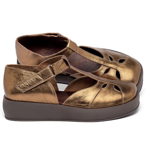 Anabela   Flatform Salto de 4 cm em Couro Metalizado - Codigo - 3980