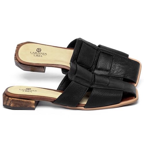 Mocassim Salto de 2 cm em Couro Preto - Codigo - 9627