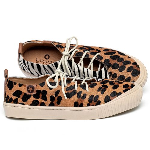 Tênis   Cano Baixo em Couro Animal Print - Codigo - 153068