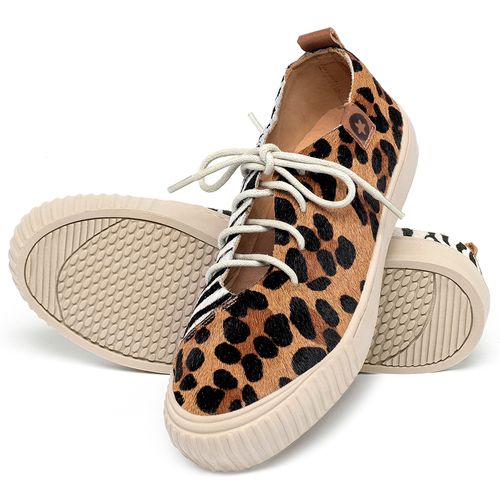 Tênis   Cano Baixo em Couro Animal Print - Codigo - 153068