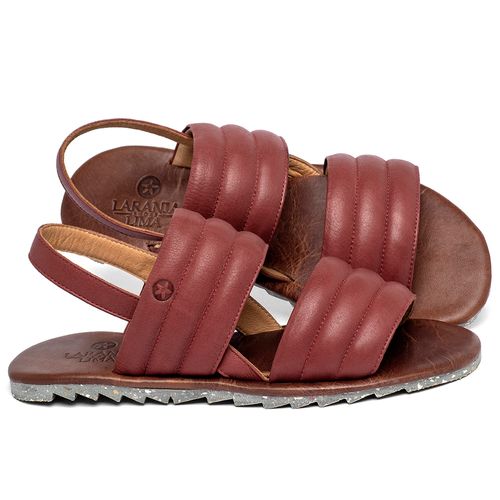 Sandália Rasteira   Flat em Couro Vermelho - Codigo - 155027