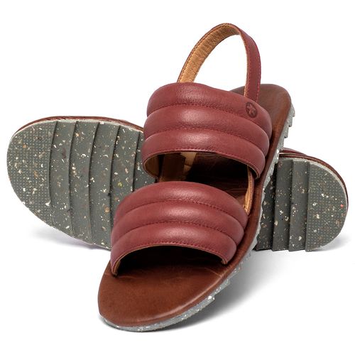 Sandália Rasteira   Flat em Couro Vermelho - Codigo - 155027