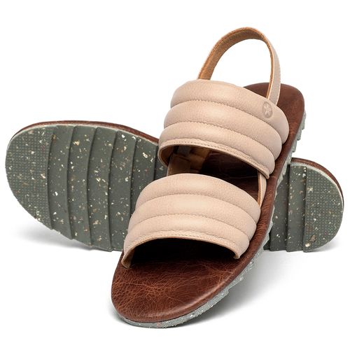 Sandália Rasteira   Flat em Couro Nude - Codigo - 155027