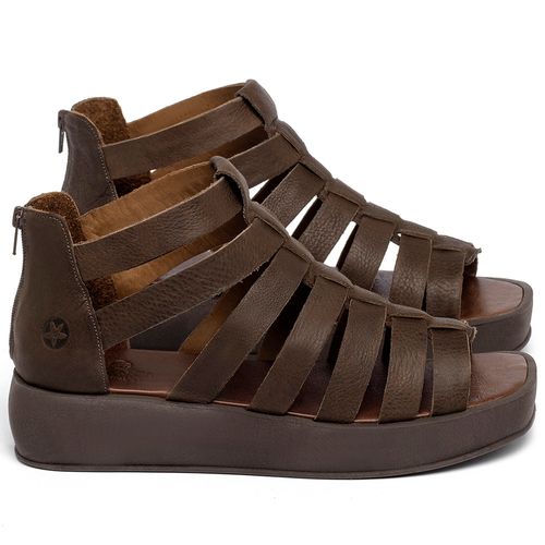 Anabela   Flatform Salto de 4 cm em Couro Café - Codigo - 3911