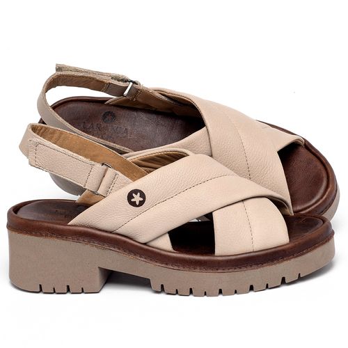 Sandália   Boho Salto de 5 cm em Couro Nude - Codigo - 153062