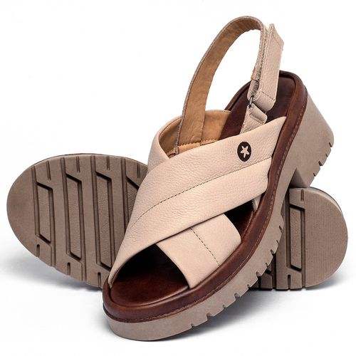 Sandália   Boho Salto de 5 cm em Couro Nude - Codigo - 153062