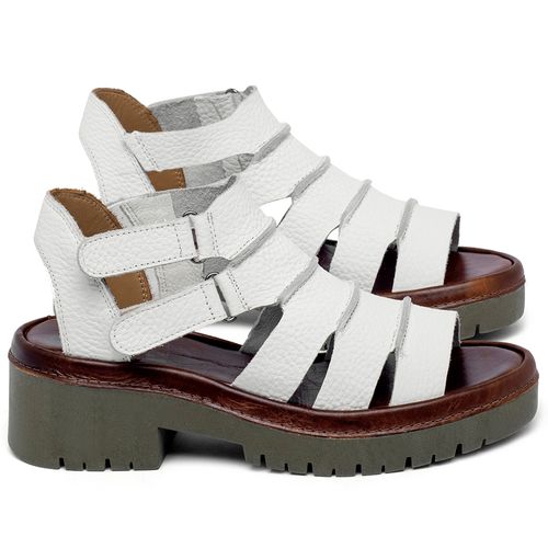 Sandália   Boho Salto de 5 cm em Couro Off-White - Codigo - 153013