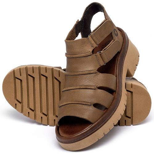 Sandália   Boho Salto de 5 cm em Couro Caramelo - Codigo - 153013