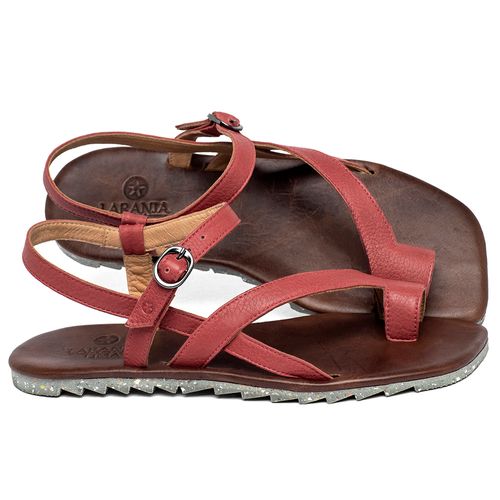 Sandália Rasteira   Flat em Couro Vermelho - Codigo - 155022