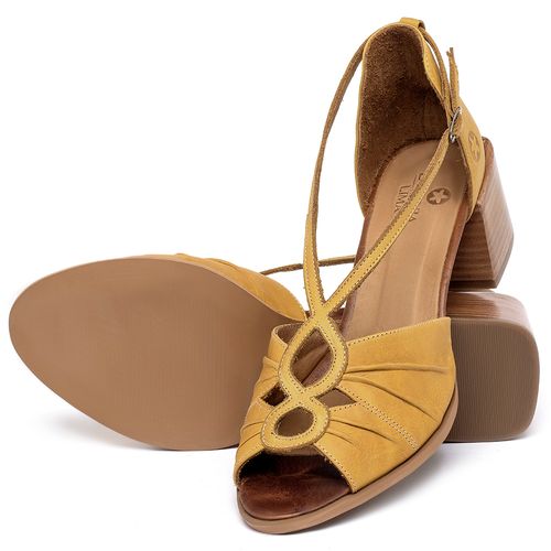 Sandália   Laranja Lima Shoes Classic Salto de 5 cm em Couro Amarelo - Codigo - 157001