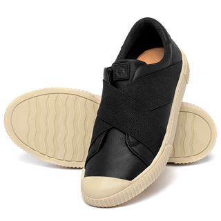 Tênis   Cano Baixo em Couro Preto - Codigo - 158002