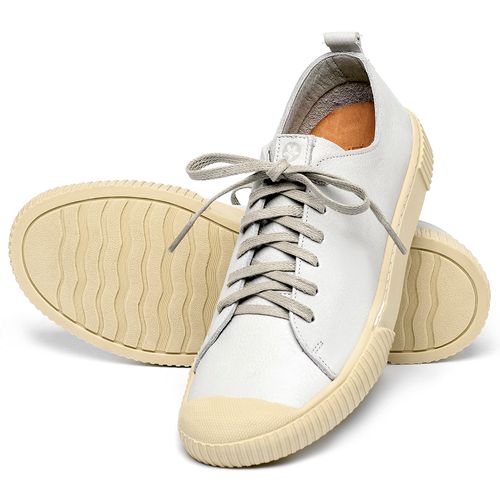 Tênis   Cano Baixo em Couro Off-White - Codigo - 158003