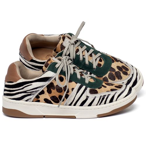 Tênis   Cano Baixo em Couro Animal Print - Codigo - 158008