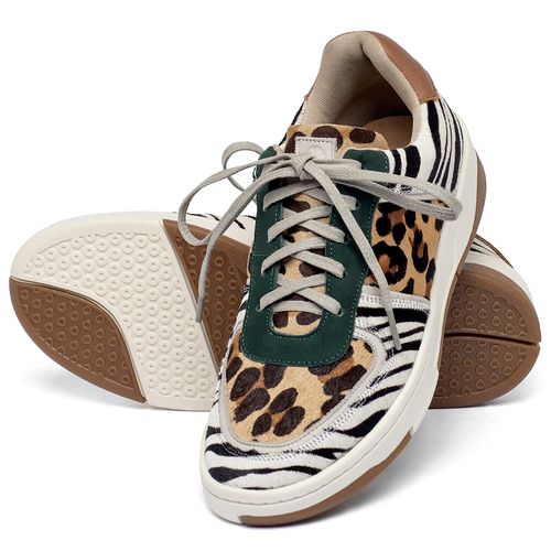 Tênis   Cano Baixo em Couro Animal Print - Codigo - 158008