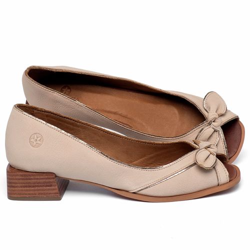 Peep Toe   Laranja Lima Shoes Salto de 4 cm em Couro Nude - Codigo - 157012