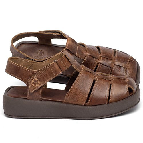 Anabela   Flatform Salto de 4 cm em Couro Marrom - Codigo - 3973