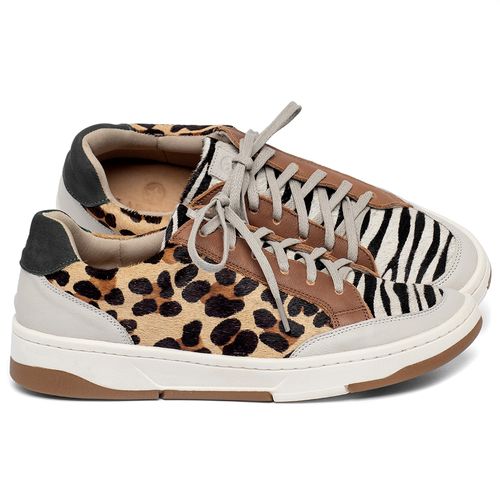 Tênis   Cano Baixo em Couro Animal Print - Codigo - 158006