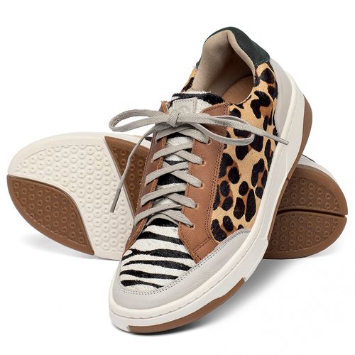 Tênis   Cano Baixo em Couro Animal Print - Codigo - 158006