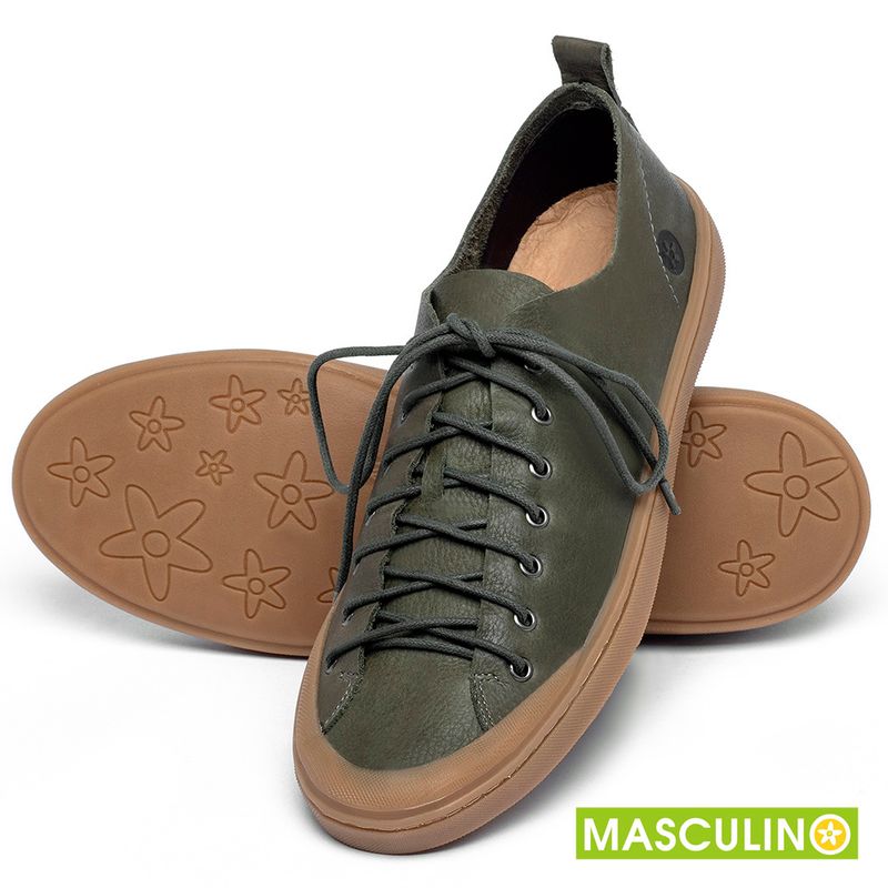 Laranja_Lima_Shoes_Sapatos_Masculinos___Tenis_Masculino___Cano_Baixo_em_Couro_Verde_-_Codigo_-_141142_2